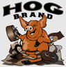 Hog Brand logo featuring a playful pig and abrasive products for knife making and industrial use.