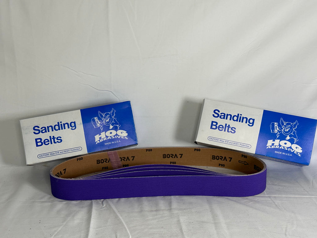 2″ x 48″ Hog Brand Bora Purple Ceramic Belts packaging and belt