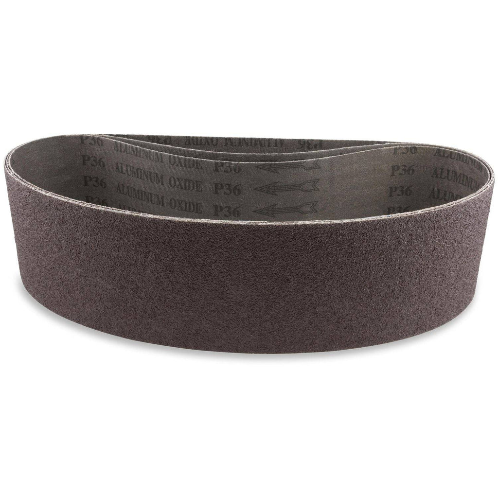 3 X 24" HOG BRAND ALUMINUM OXIDE SANDING BELTS, 4 PACK - P36 grit, premium abrasives for metal, wood, and glass finishing.