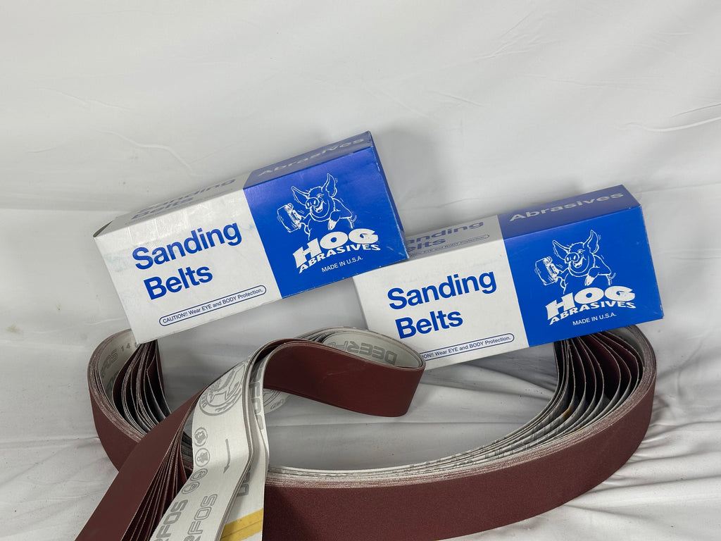 3/4 X 20-1/2" HOG BRAND "J" FLEX ALUMINUM OXIDE SANDING BELTS, 10 PACK, ideal for industrial sanding projects.