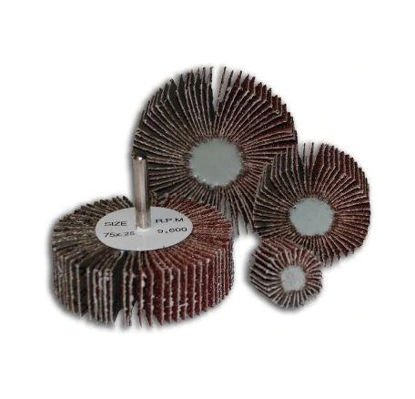 Mounted flap wheels for industrial abrasives use
