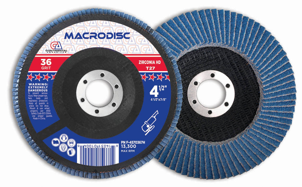 T-27 ZIRCONIA HIGH DENSITY FLAP DISCS front and back view