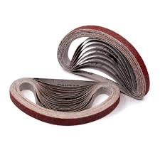 1/2 X 18"  HOG BRAND ALUMINUM OXIDE SANDING BELTS, 20 PACK in a stack, ideal for abrasives and industrial sanding.