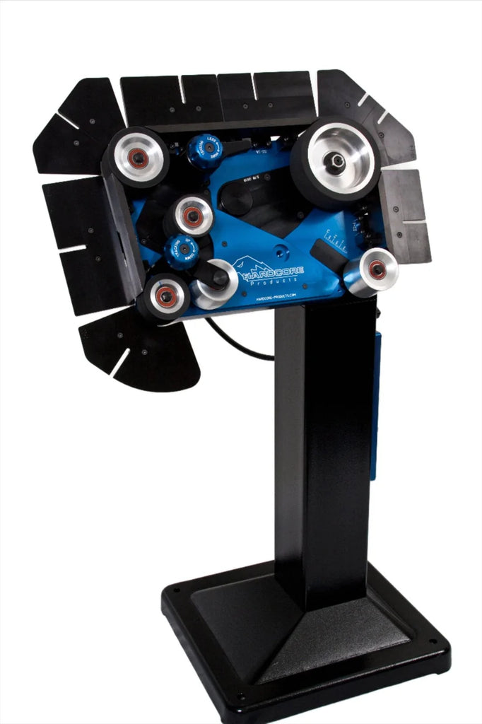 Maximizer Grinder on stand with abrasive belts